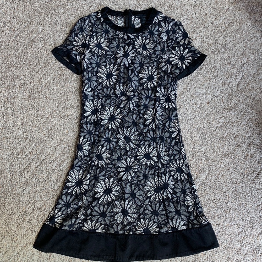 Marc by Marc Jacobs Floral Lace Mini Dress - Size 2 - Black and White Daisy